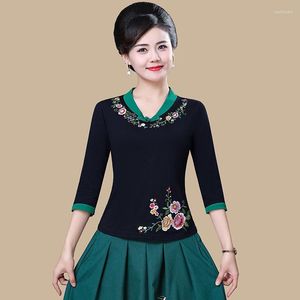 Ethnic Clothing Cotton Traditional Chinese Vintage Cheongsam Tops Embroidery Women O-neck Loose Style Retro Skirt Outfits V3017