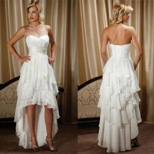 2019 High Low Beach Wedding Suknie ślubne Bez pleca