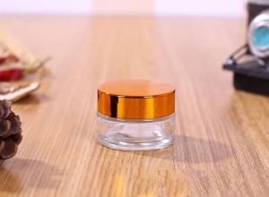 Top Clear Glass Cosmetic Cream Bottle Round Jars Bottle with Inner PP Liners for Hand Face Cream Bottle 5g to 100g Gold Silver Lids