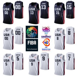 アメリカ合衆国5 Xavier Munford Jersey USバスケットボール2023ワールドカップ13 John Jenkins 11 Daquan Jeffries 8 George King 15 Justin Jackson 4 Quinn Cook 7 Cody Demps