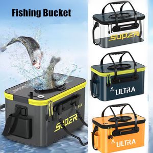 Fiske tillbehör Portable Fishing Bag Foldbar Fishing Hink Live Fish Box Camping Water Container Pan Basin Fish Gear Tool Tackle Storage Bag 230619