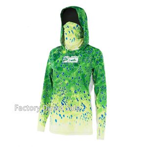 Andra sportvaror Pelagic Summer Colorful Gradient Fishing Hoodie Clothing Face Mask Women Long Sleeve Tops Jersey UV Protection 50 Fishing Shirt 230617