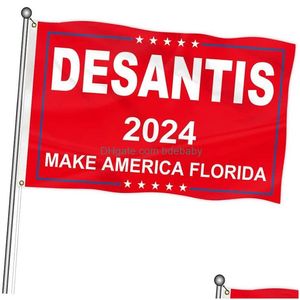 لافتة أعلام الانتخابات الرئاسية Desantis Flag Trump 2024 حديقة ديكورات البوليستر إسقاط تسليم المنزل مستلزمات حفلات احتفالية DHVKX