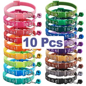 Hundhalsar Leases 10st grossist med klocka Delikat säkerhet Casual Nylon Collar Neck Rem Fashion Justerbar Pet Cat 230619