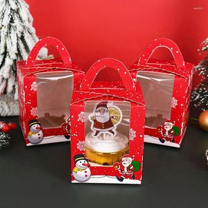 Geschenkpapier, 4 Stück, Weihnachts-Cupcake-Box, Tasse, Kuchen, Kekse, Verpackung, Geschenke, Schneemann, Weihnachtsmann, Festival, Party, Gebäck