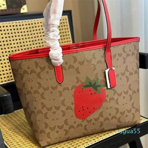 Saco Tote Strawberry Designer Grande Capacidade Designers Handbag Letter Totes Feminino Cross Body Shoulder Bag Bolsa Couro Sacos de Compras Carteiras