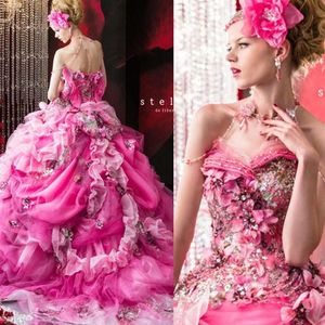Stella De Libero Beaded Wedding Dresses Rhinestone Appliques Flowers Backless Bridal Ball Gowns Floor Length Ruffle Wedding Dress191R