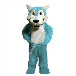 Performance Long Fur Husky Wolf Dog Mascot Costume Top Cartoon Anime theme character Carnival Unisex Adults Size Christmas Birthday Party Outdoor Outfit Suit