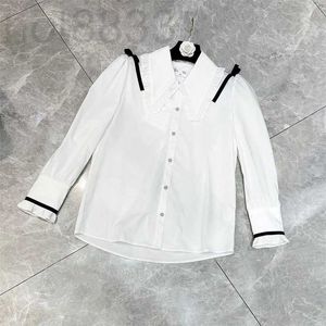 Blusas femininas camisas de grife verão nova gola de flor fivela de diamante arco decoração estilo camisa premium fina 0k6i