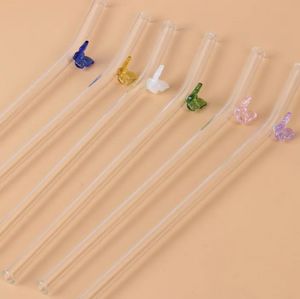 Reusable Eco Borosilicate mushroom Glass Drinking Straws High temperature resistance Clear Colored Bent Straight Milk Cocktail Straw E0619