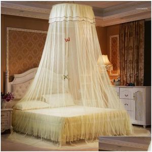 Mosquito Net 1.21.8M Bed Hung Dome Princess Hanging Round Lace Canopy Netting Comfy Student For Crib Twin1 Drop Delivery Home Garden Dhpsv