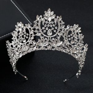 Haarspangen, Haarspangen, europäischer Barock, funkelnder Kristall, große Braut-Tiara, Krone, Festzug, Diadem, Couronne de Mariage, Hochzeitsaccessoires 230619