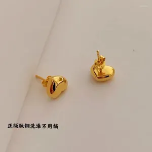 Stud Earrings Women's Titanium Steel 18K Gold Plated Smooth Face Love Three-dimensional Small Peach Heart Punk Hip Hop Jewelry