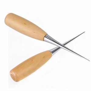 Wooden Handle Craft Cloth Awl Tool Sewing Hole Punching Stitching Leather Professional Tools
