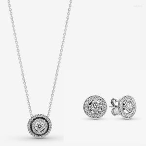 Ketten Damen-Schmuckset. Halskette. Ohrstecker. 925 Silber. Ornamente. Geschenke. Portofrei. Mode. Diamanteinlage. Rundheit