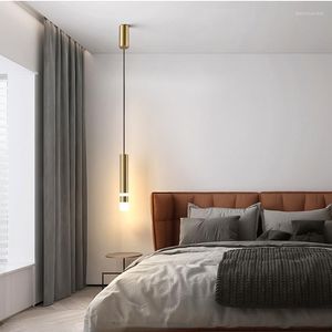 Подвесные лампы Современное светодиодное прикроватная люстра скандинавской легкой роскошной спальни маленькая барная окна Декоративное внутреннее освещение
