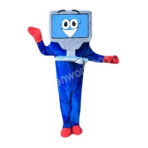 Performance Blue Computer Mascot Costume Simulation Cartoon Character Outfit Suit Carnival Vuxna Birthday Party Fancy Outfit For Men Women