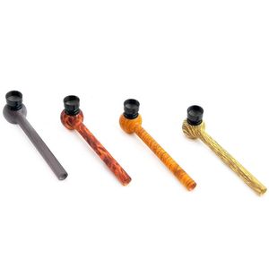 Smoking Wood Grain Pyrex Thick Glass Pipes Dry Herb Tobacco Filter Silver Screen Metal Bowl Portable Innovative Handpipes Hand Cigarette Holder Easy Clean DHL