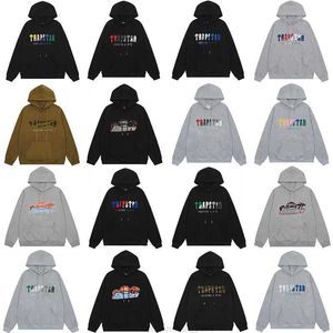 Designerkleidung Herren Sweatshirts Mode Streetwear Trapstar High Street Kleine Modemarke Bunte Buchstaben Handtuch bestickt Herbstwinter Plüsch Hoodie Swea