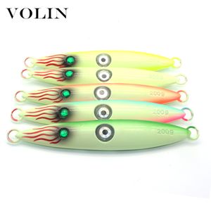 Baits Lures VOLIN Big Metal Jigs Angelköder 200 g Boot Slow Jigging Leuchtender Köder im Wasser blinkbar Harter Köder Meeresangelgerät 230619