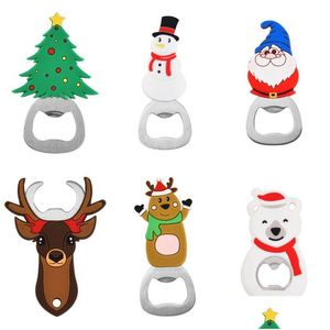 Öppnare Portable Christmas Bottle Opener Rostfritt stål Snögubbe Xmas Tree Bear Deer Santa -format presentköksverktyg Drop Leverans Ho DHMG9