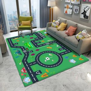 Spela Mats Cartoon Road Runway Children's Room Carpet Home Decoration SOFA TABLE AREA Mattan Children's Crawling Pad Education Game Pad 230619