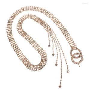 Cinture Cintura con diamanti d'acqua Moda di lusso Abito da donna di fascia alta Set di decorazioni per matrimoni con catena in vita di cristallo