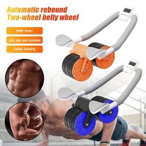 Core Abdominal Trainers Wheel Automatic Rebound Muscle Stretch Roller Support Household Flat Trainer Pushup Roll 230617