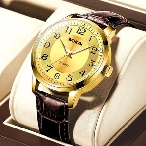 Wristwatches wokai saat erkekler lüks altın saatler gündelik iş kuvars fiyat relogio maskulino reloj hombre