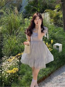 Casual Dresses 2023 Autumn Sleeve Fairy Dress Women bow vintage Princess Mini Kvinnlig Solid Japanese Kawaii Party