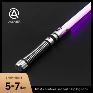 Novità Giochi AOSABER Neo Pixel Heavy Dueling RGB Lightsaber Metal Hilt Smooth Swing Christmas Cosplay Jedi Luminous Laser Swords Giocattoli per bambini 230619