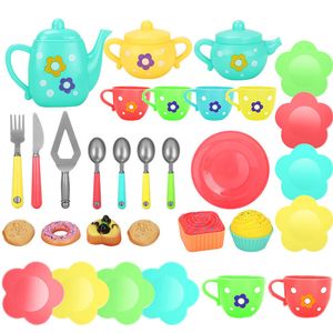 Mutfaklar Play Food Pretend Play Çay Partisi Küçük Kızlar İçin Seti Plastik Çay Seti Mini Mutfak Çay Partisi Mutfak Seti Çay Tatlıları Kızlar İçin Hediyeler Erkekler 230617