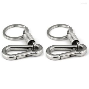 Hooks 4X Sturdy Carabiner Key Chain Ring Polished Spring Business Waist Silver