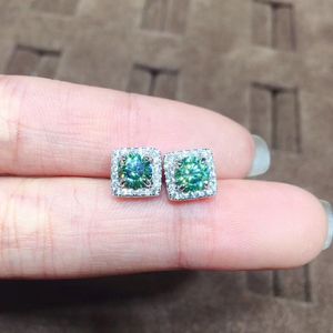 Women fashion Jewelry square blue green zircon diamond Earring Stud white gold plated earrings studs wedding party jewelry girlfriend birthday gift