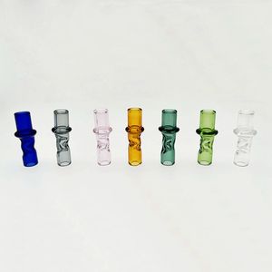 Colorful Smoking Pyrex Glass Pipes Preroll Herb Tobacco Cigarette Handpipe Holder Filter Mouthpiece Catcher Taster Bat One Hitter Mouth Tips Handmade Tube dhl