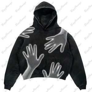 Мужские толстовки толстовок Y2K Harajuku Gothpunk Ghost Print Hoodie Men's Vintage негабаритная куртка мужская уличная одежда повседневная свободная толстовка 230617