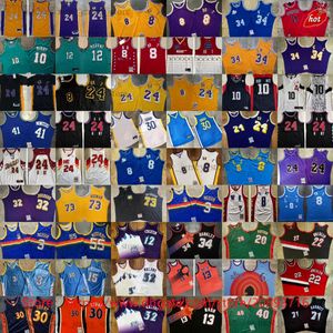 Mitchell e Ness West Basketball Jerseys Bordado Autêntico Los 24angeles 8 Blackmamba 10 Mike Kidd Bibby John Stockton Malone Steve