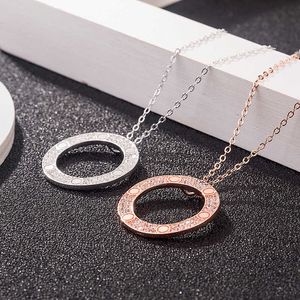 Designer trend Carter single ring big cake Necklace S925 Sterling Silver Plated 18k rose gold fashion brand screw necklace with clavicle chain