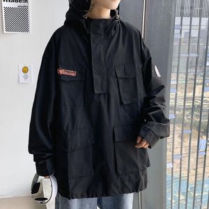 Herrjackor mäns casual lös kvinna last huva jacka koreanska streetwear mode överdimensionerade rockar manliga kläder hip hop