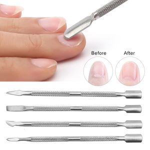 Kutikeltryckare 1 st dubbel-slutat rostfritt stål nagelband Pusher Dead Skin Push Remover For Pedicure Manicure Nail Art Cleaner Care Tool 230619