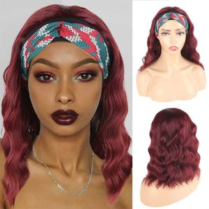 Nxy Hair Wigs Headband Wig for Black Women Synthetic Water Wave Women's Short 16