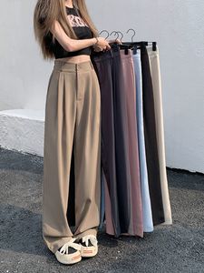 Women's Pants s Casual High Waist Loose Wide Leg for Women Spring Autumn Female Floor Length White Suits Ladies Long Trousers 230619