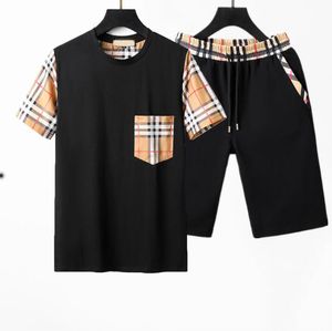 Masculino agasalho designer suor terno pista casual puro mão-malha oco para fora camisa de manga curta e shorts de couro férias masculino