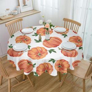 Bordsduk Thanksgiving Autumn Pumpkins Rund Trabbelduk Party Kitchen Dinner Cover Holiday Decor Waterproof Tabloths