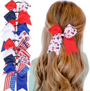 Moda verão laço de cabelo faixa grande bandeira americana faixa de cabelo elástica festa casamento bebê meninas cocar de luxo flor crianças laços de cabelo acessórios