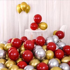 20PCS Red silver gold Metallic Latex Balloons Pearly Metal balloon Gold Colors Globos Wedding Birthday Party Supplies Balloon257Y