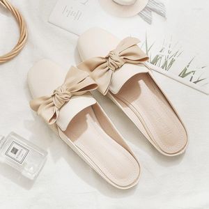 Sandals Ladies Summer Comfortable Sole Elegant Square Closed Toe Flat Slippers Solid Color Bag Heel Casual Sweet Buckle