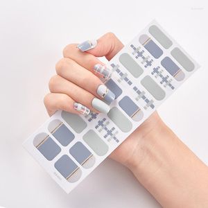 Nail Stickers 22 Tips/Sheet Solid Color And Striped Manicure Self Adhesive Sticker Designer Minimalist Design Strips