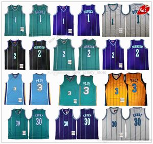 Mitchell e Ness Basketball 2 Larry 33 Alonzo Johnson Lutto Maglie Retro Ed Tyrone 1 Msy 30 Dell Bogue Curry Jersey 1992-93 Bianco Verde