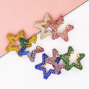 Shiny Rhinestone Star Earcuffs Women Girls Cute Colorful Star Shape Ear Clips No Piercing Earrings Party Jewelry Gifts